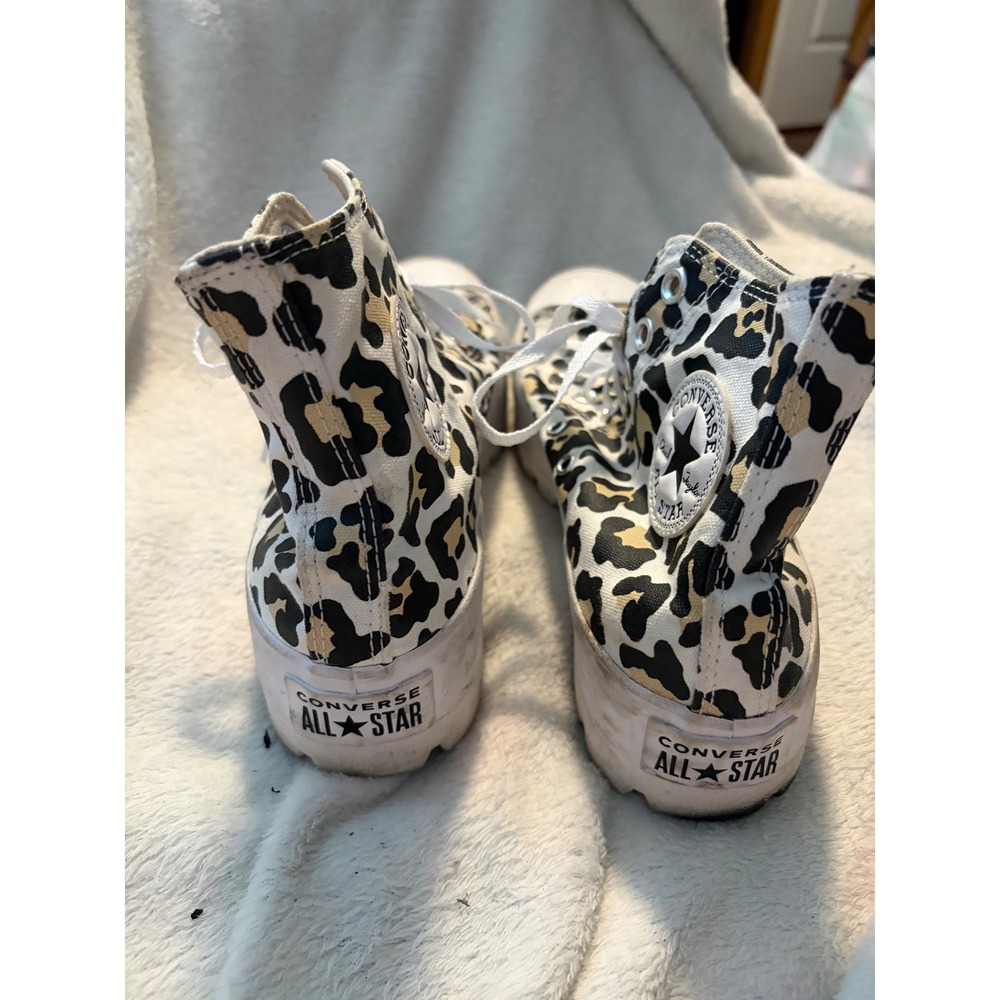 Converse Lugged High Top Leopard Print Sneakers Tan Black White Platform Size 8 - Picture 7 of 13